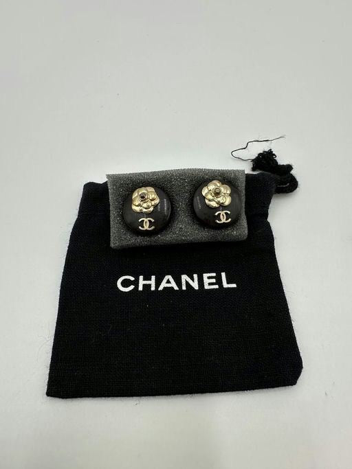 CHANEL Metal And Strass Earrings Resin Gold For Women