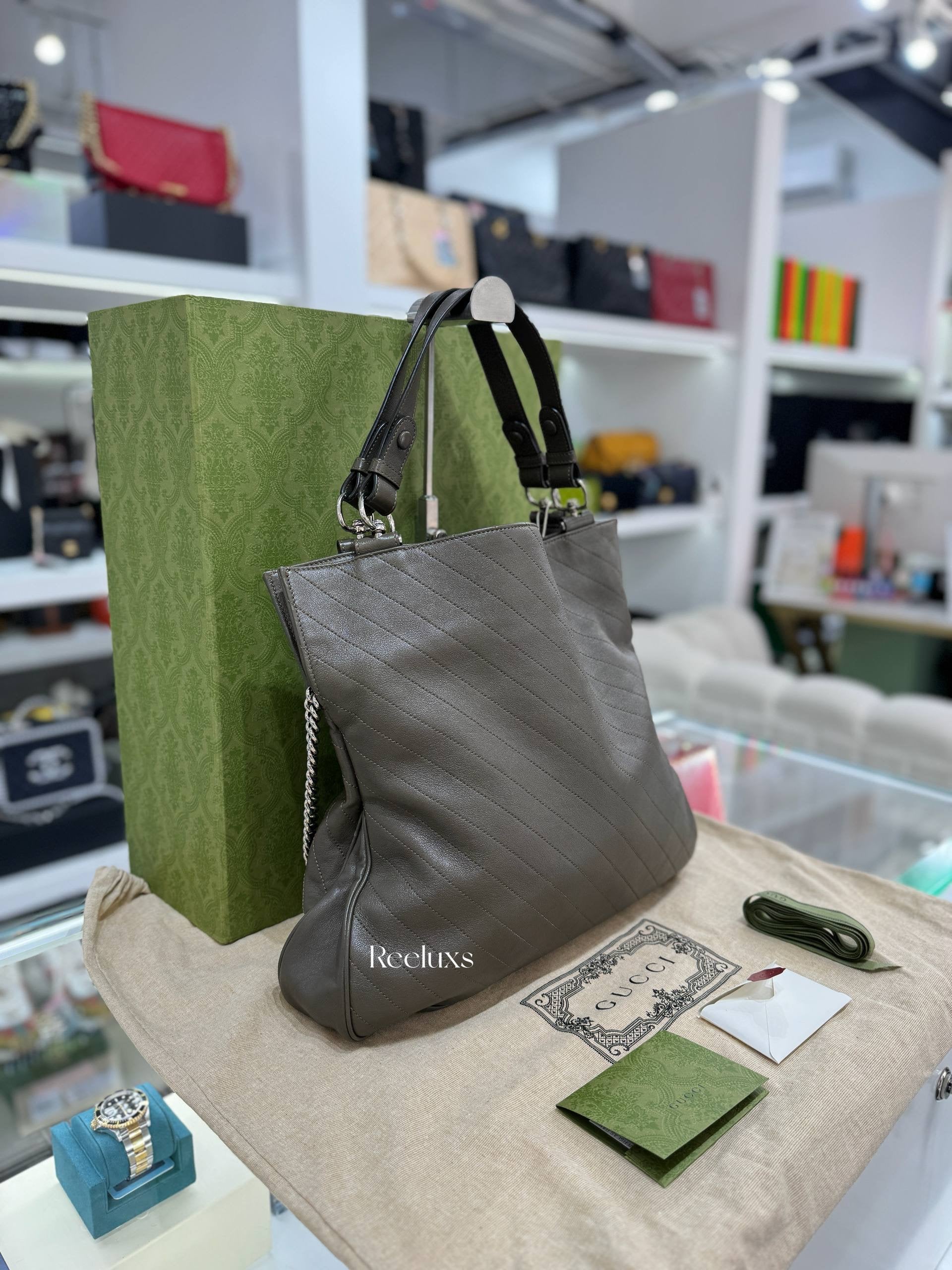 GUCCI Blondie Medium Tote  Bag Brown