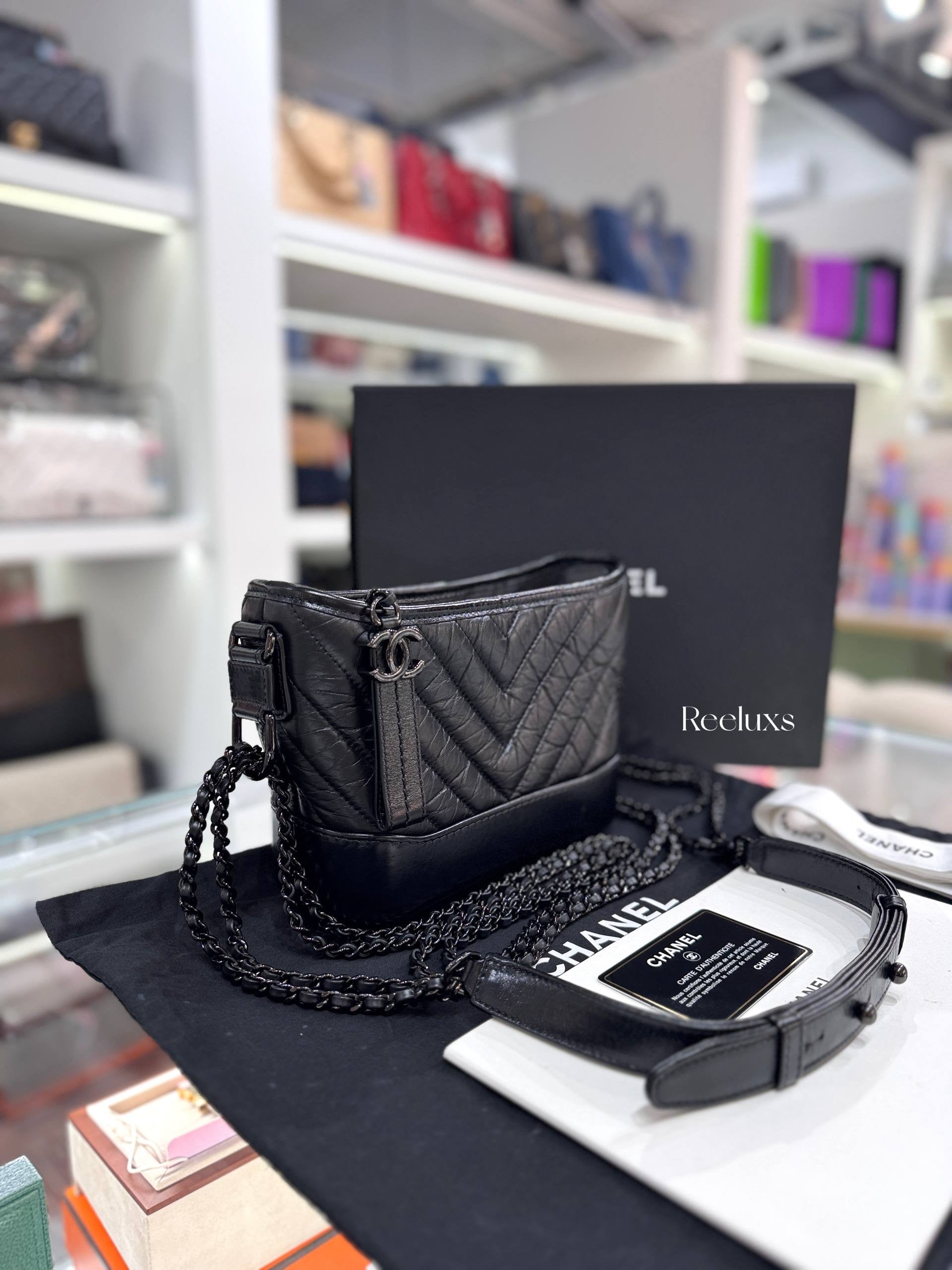CHANEL Small Hobo Bag Lamb Black