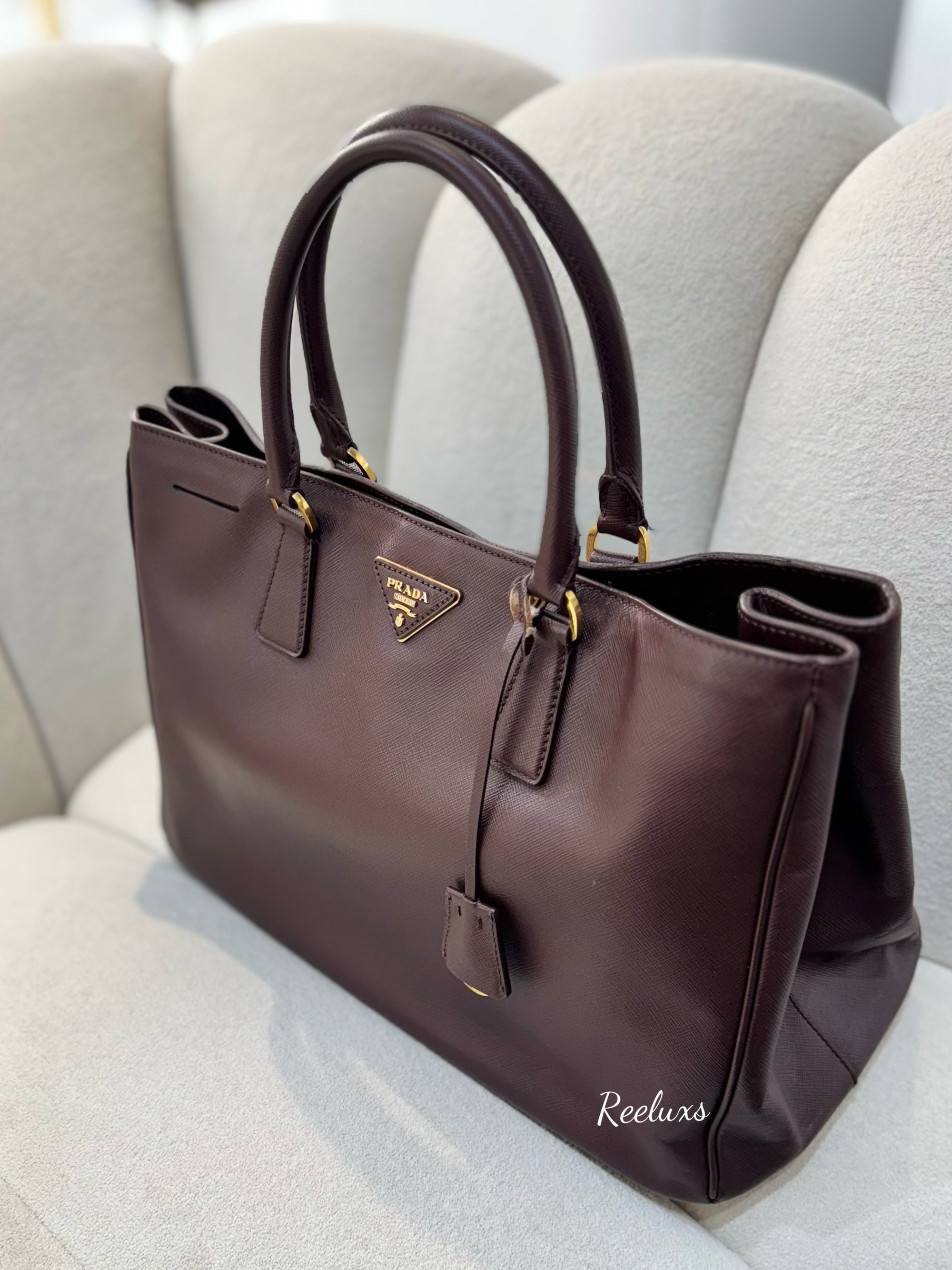 PRADA  Saffiano Maroon Tote Bag