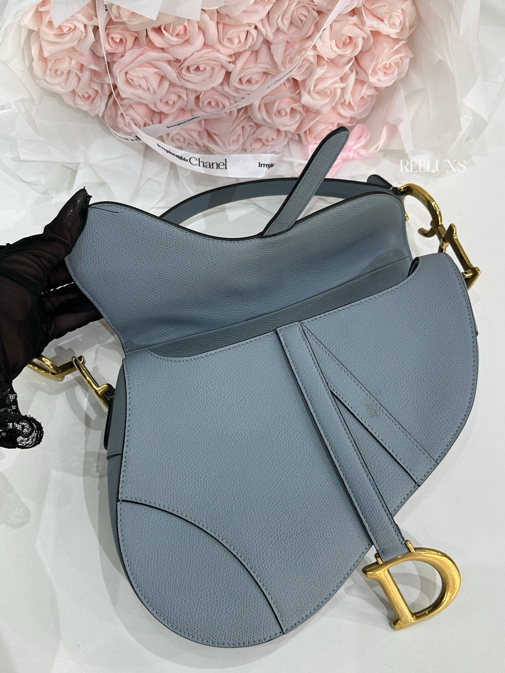 CHRISTIAN DIOR Grained Calfskin Saddle Bag