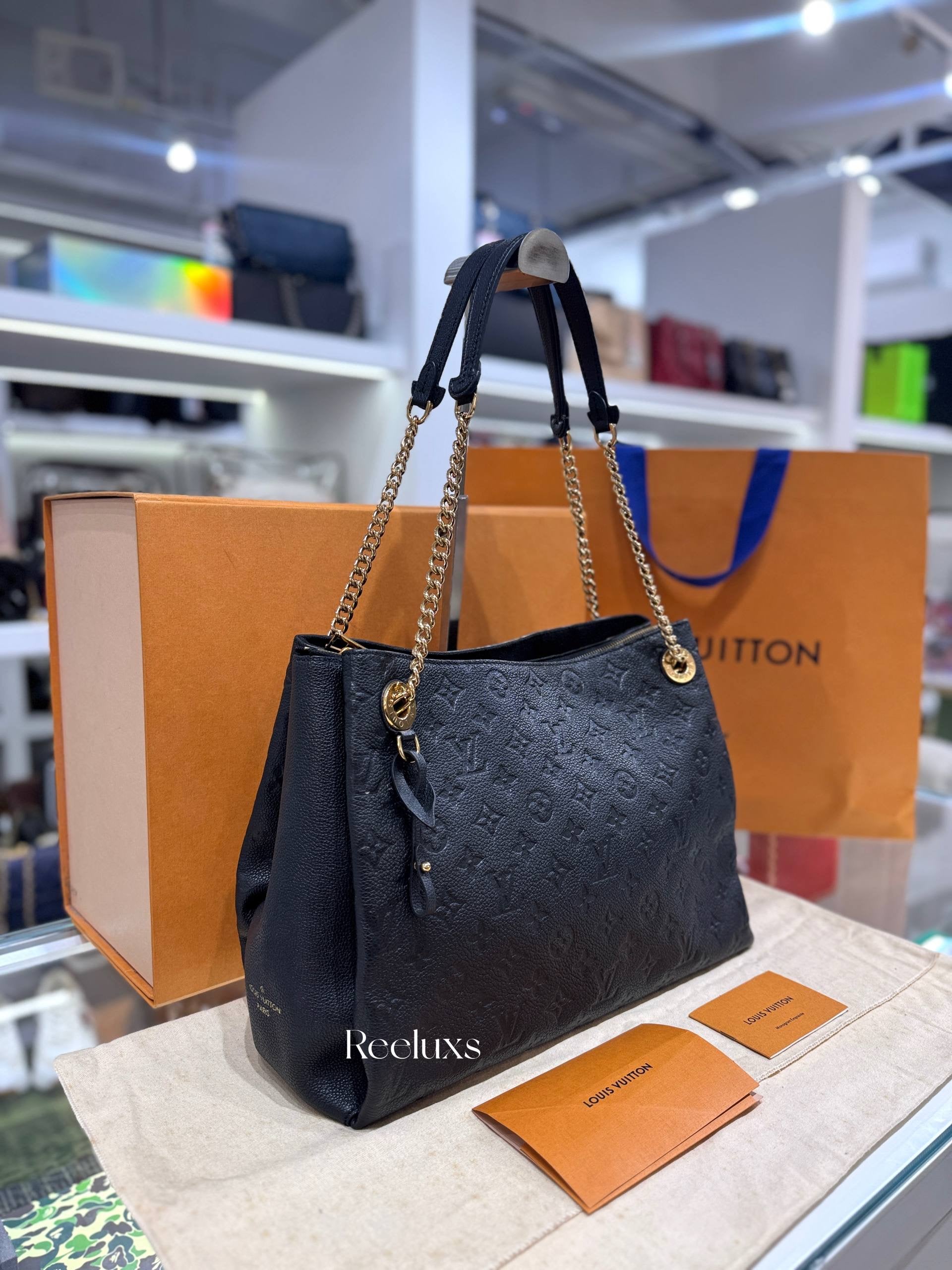 Full Set LOUIS VUITTON Black Monogram  Empreinte Leather Surene MM Bag
