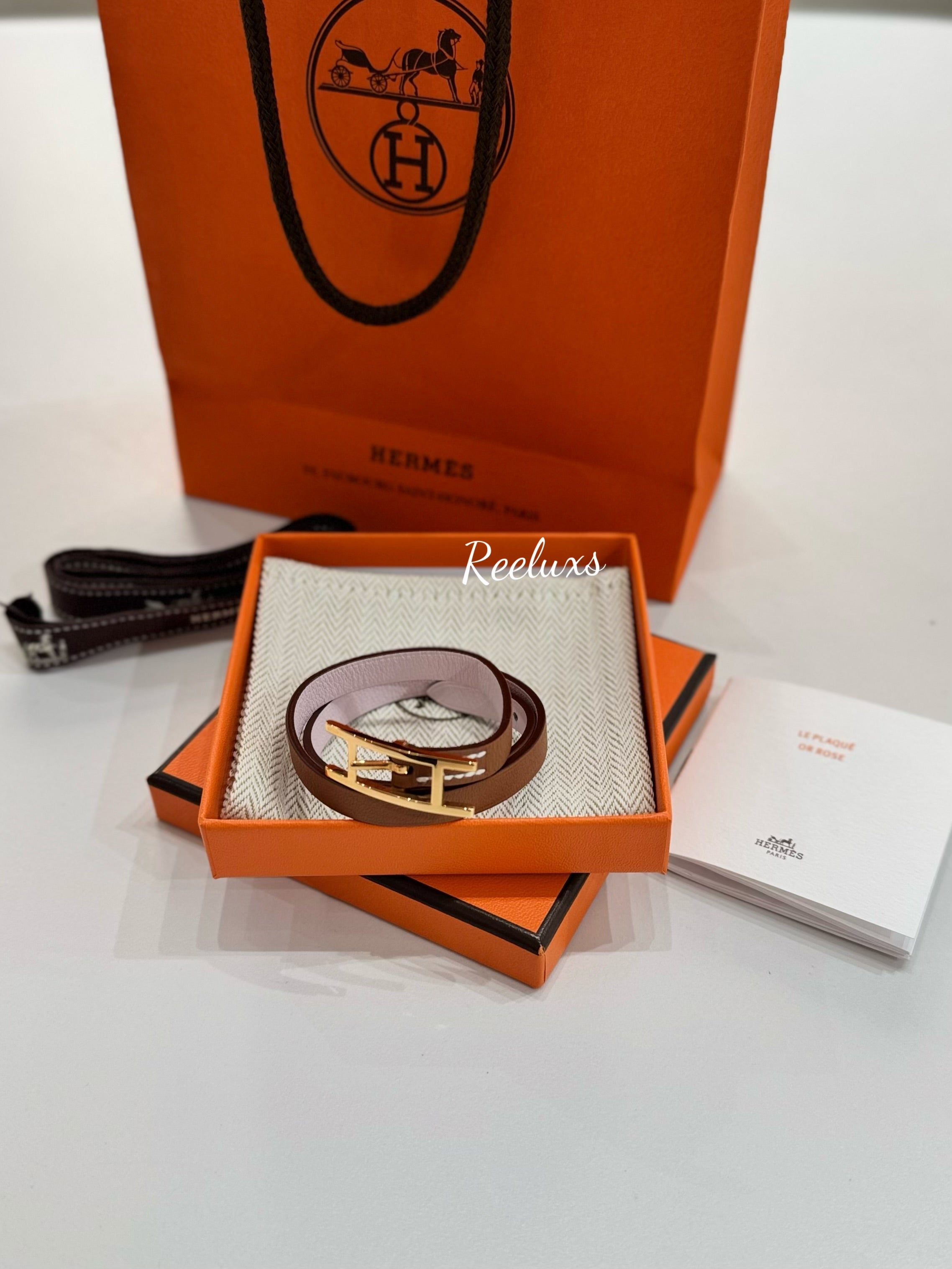 2023 FULLSET HERMES Brown Leather Bracelet