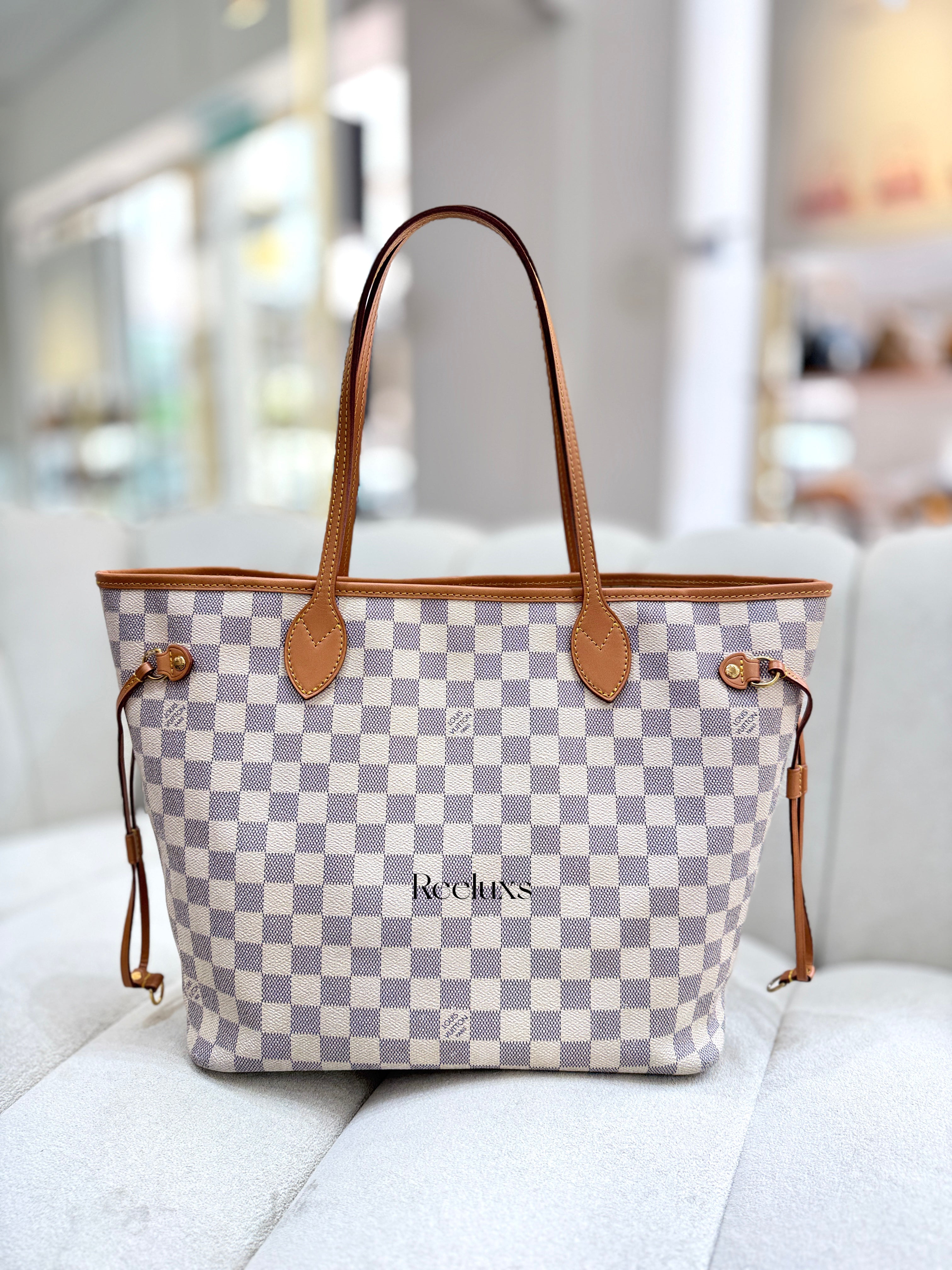 LOUIS VUITTON LV Neverfull MM Damier Azur Tote Handbag