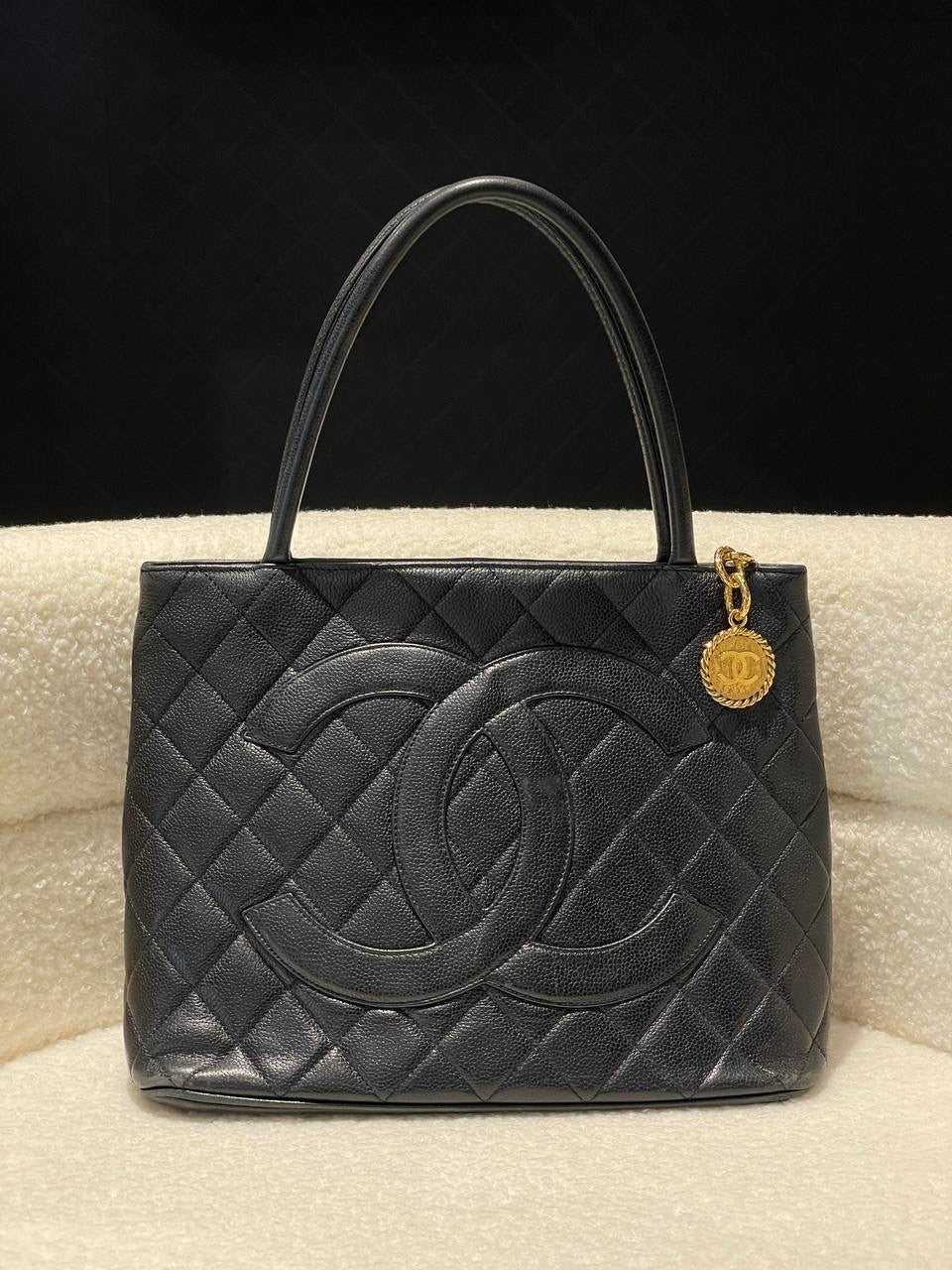 CHANEL Medallion black gold hardware Tote Bag