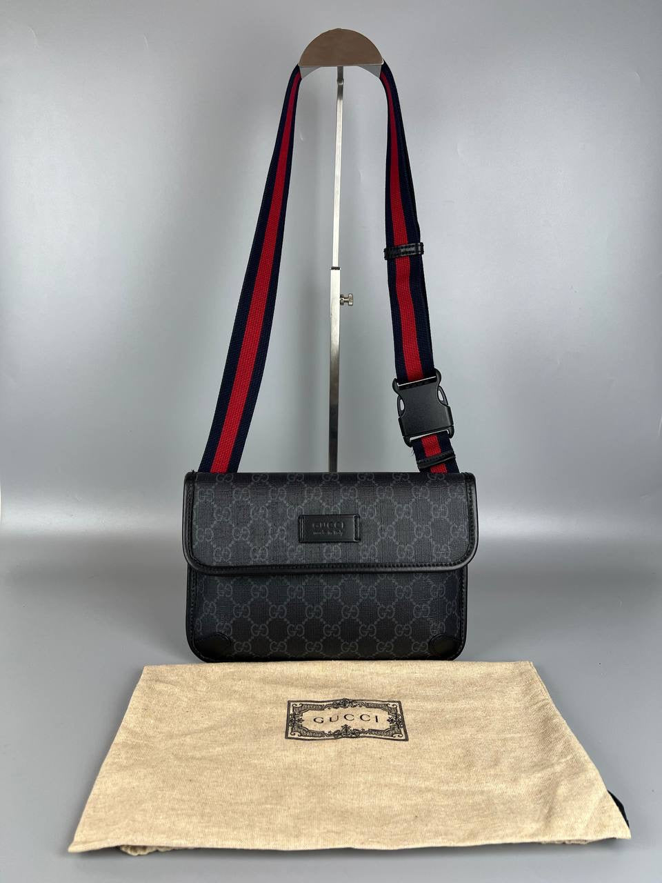 GUCCI Belt Bag In Black GG Superme Canvas