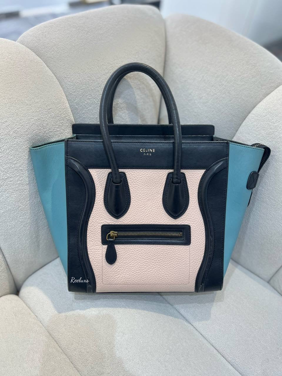 CELINE Drummed Micro Tri-Color Hand Bag For Women