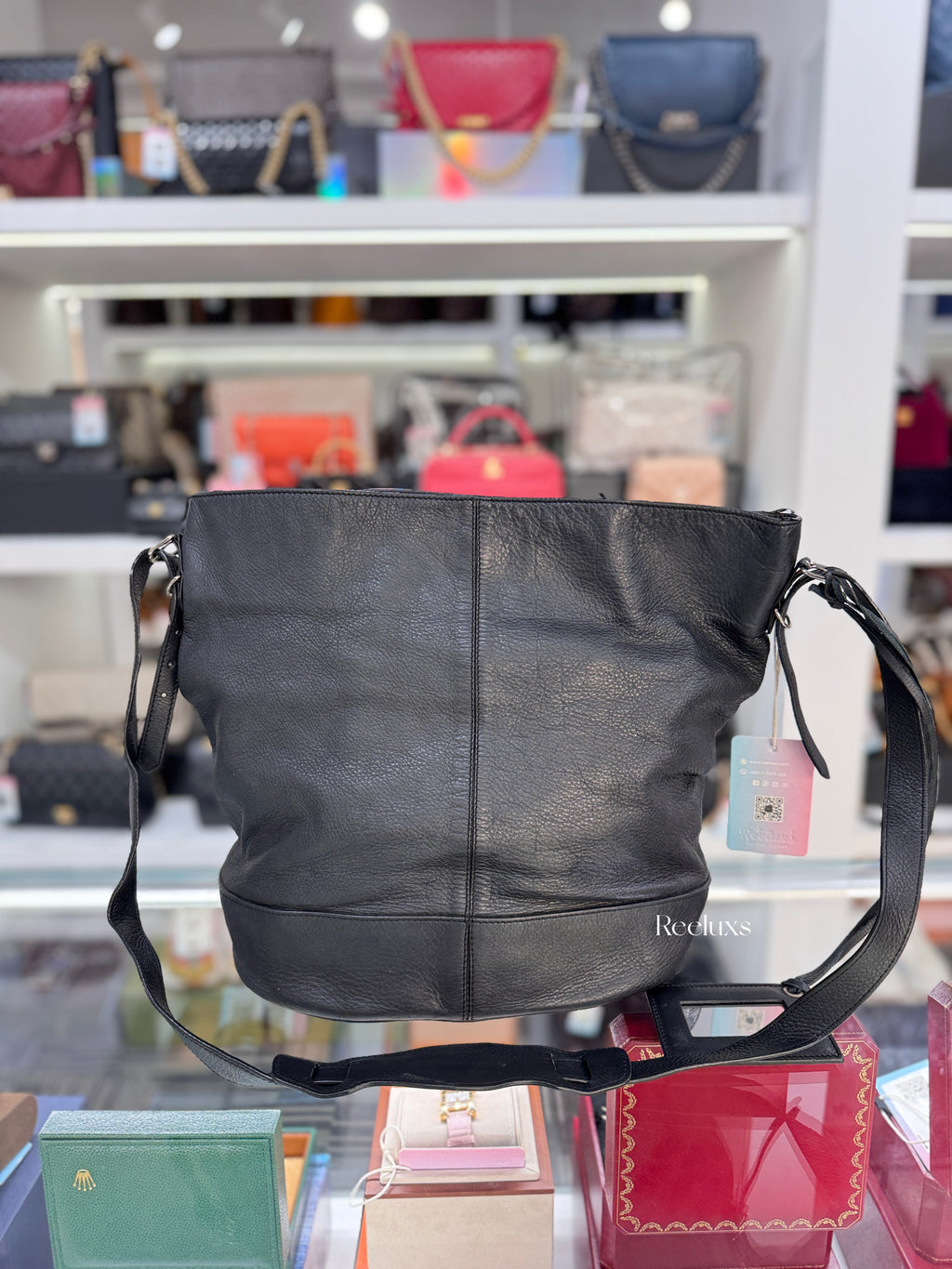 BALENCIAGA Papier Drop Bucket Bag Calfskin Leather