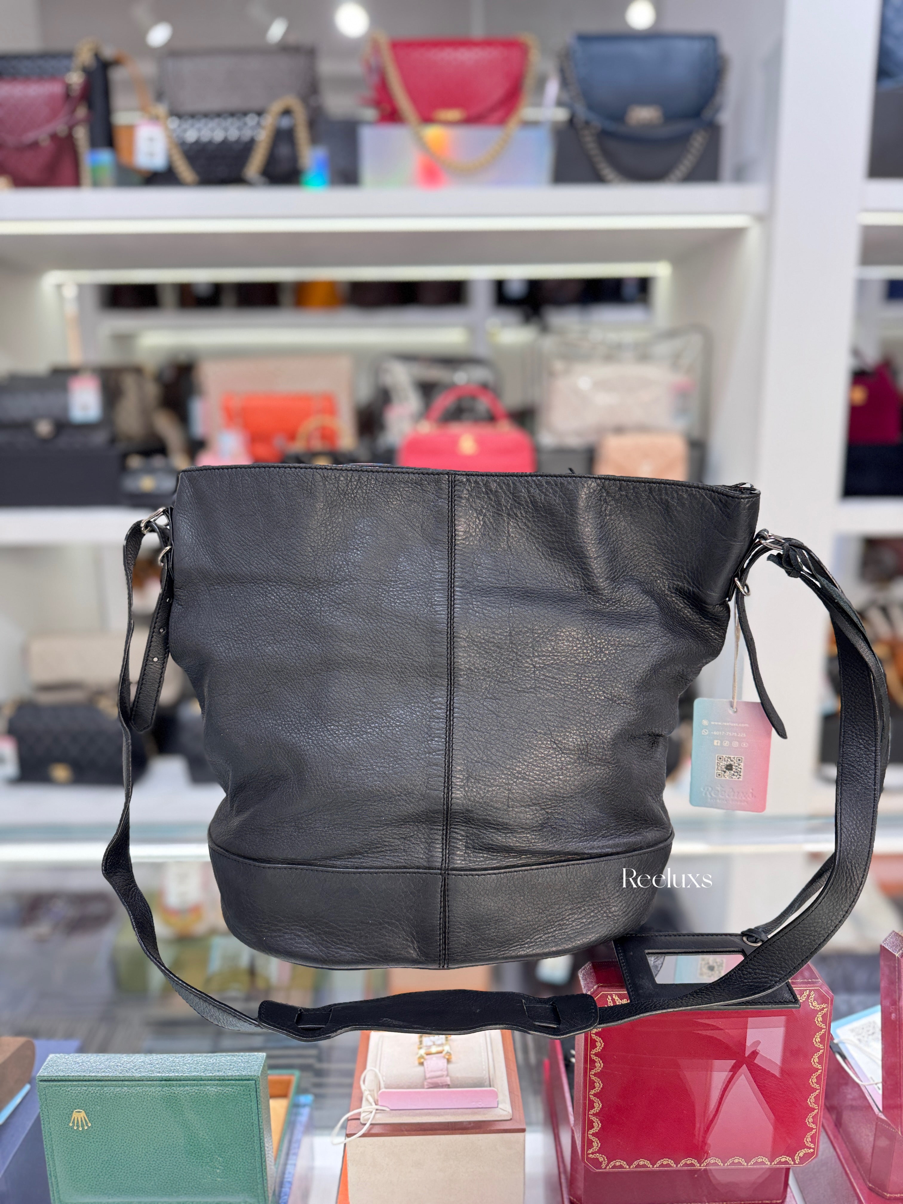 BALENCIAGA Papier Drop Bucket Bag Calfskin Leather