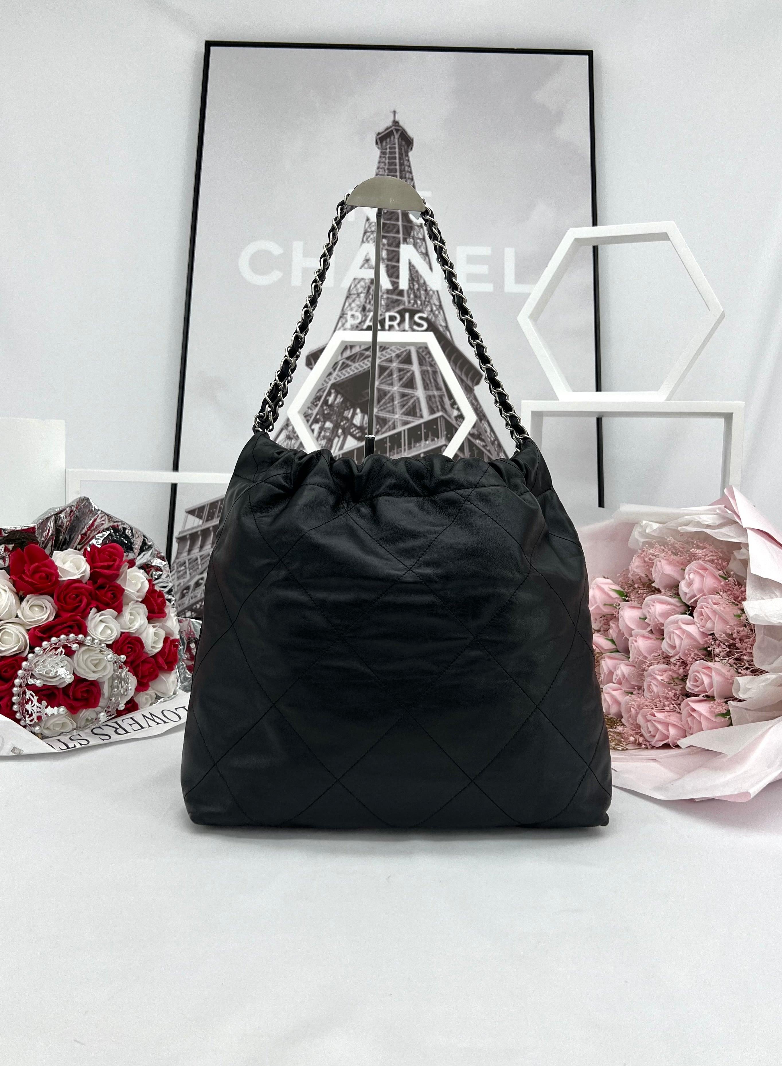 CHANEL Shiny Calfskin Quilted Chanel 22 Black - Reeluxs 