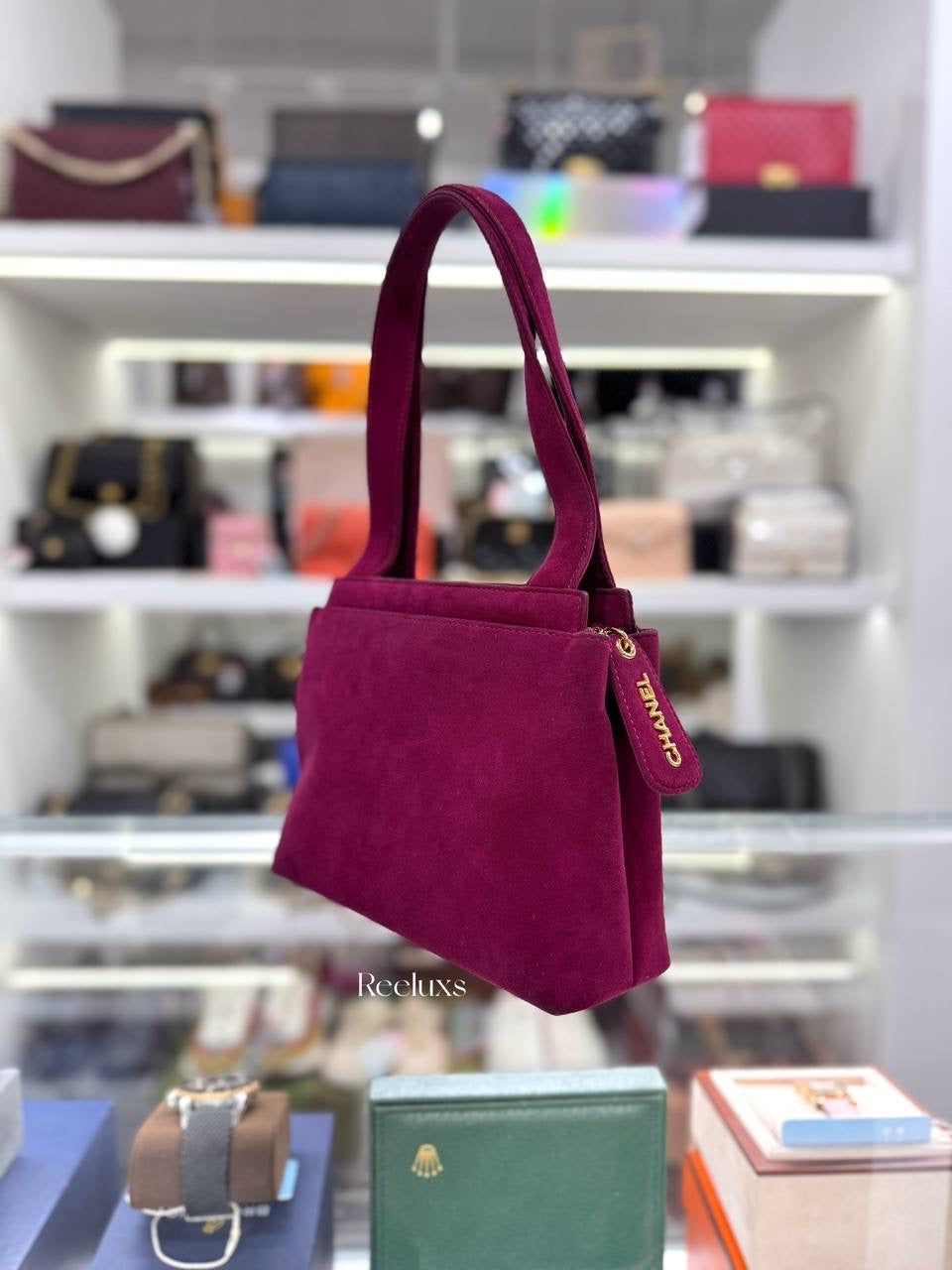 Vintage CHANEL Velvet Trapezoid Handbag