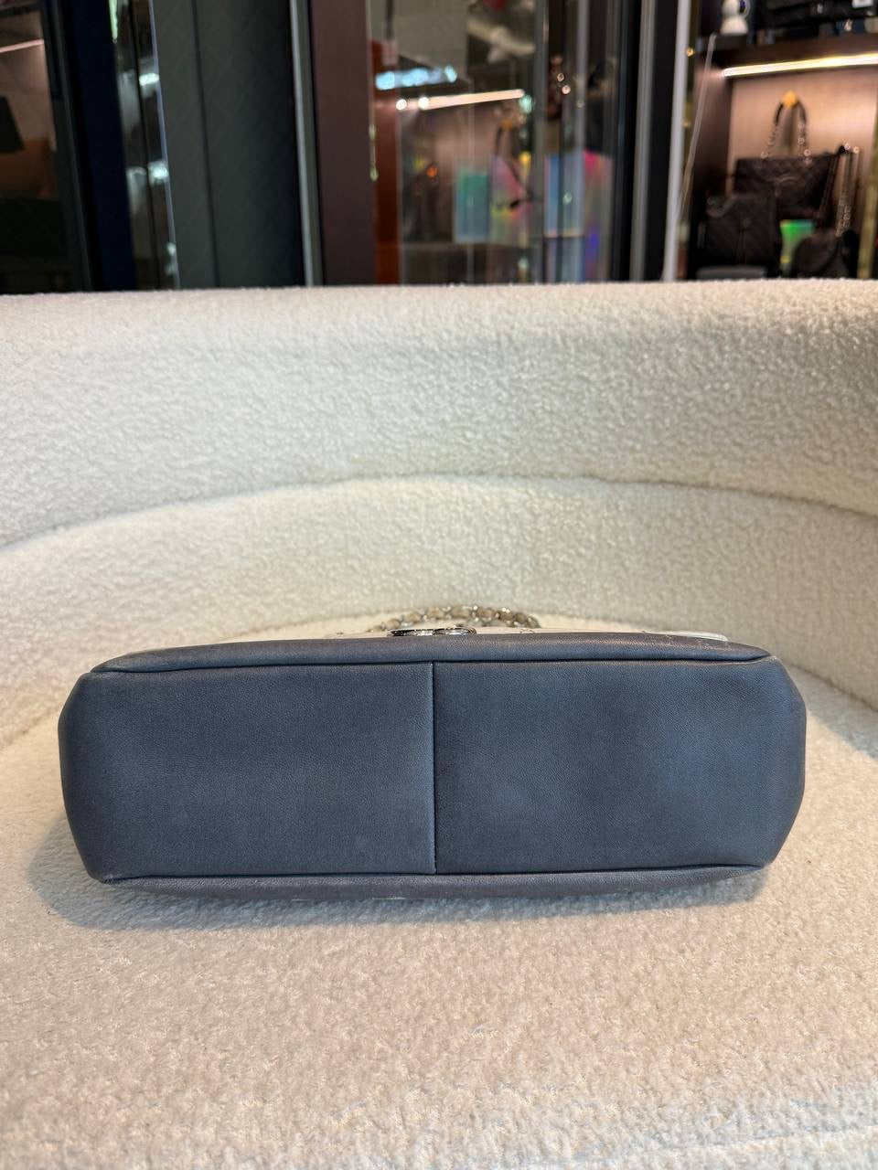 Chanel White/Black Quilted Leather Zip Flap Bag