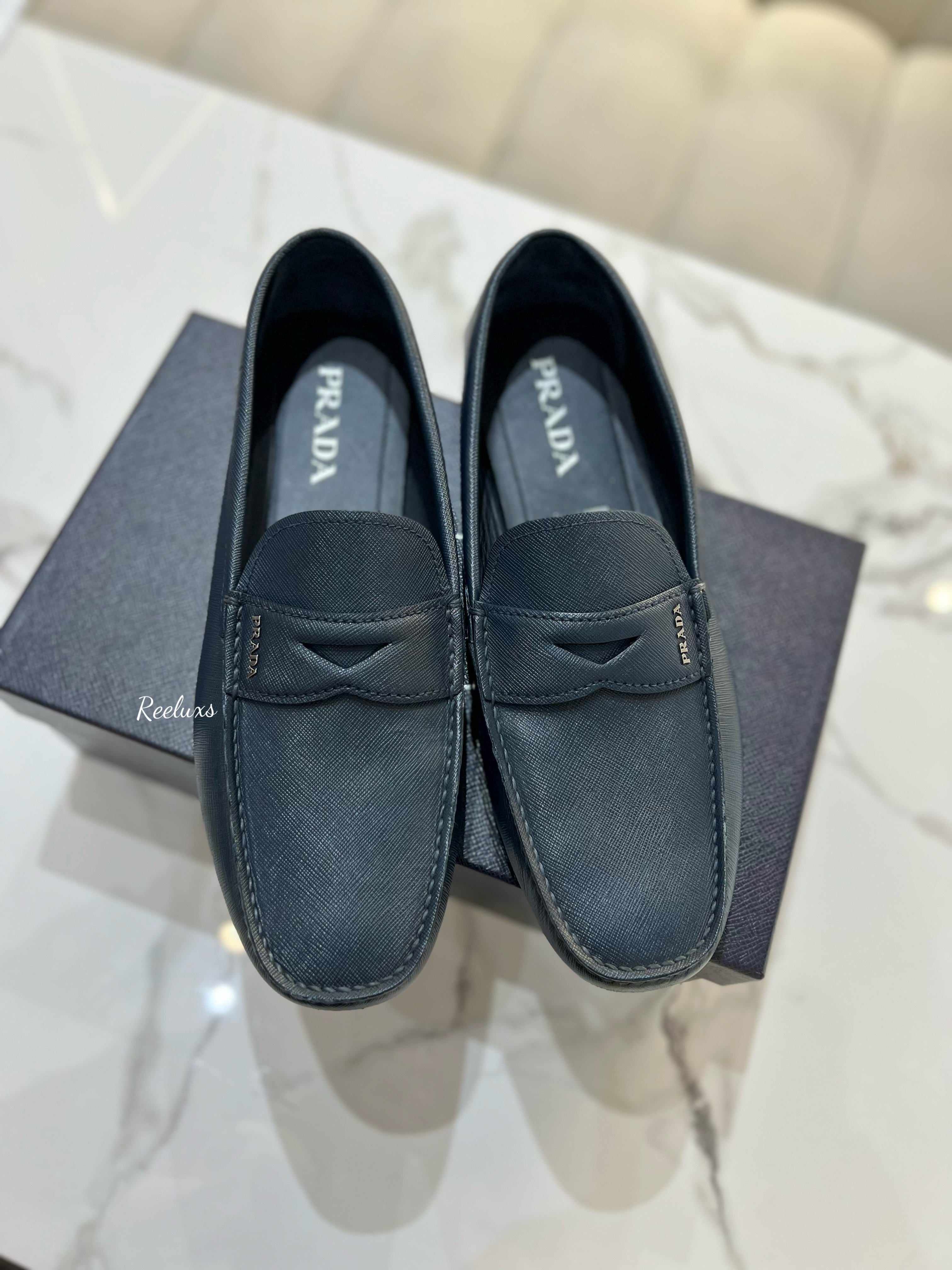 PRADA Men's Saffiano Leather Driver Loafer