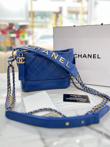 CHANEL Calfskin Small Gabrielle Hobo Blue MHW