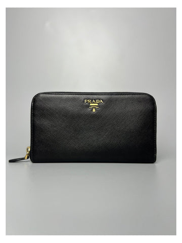 PRADA Black Saffiano Leather Long Wallet