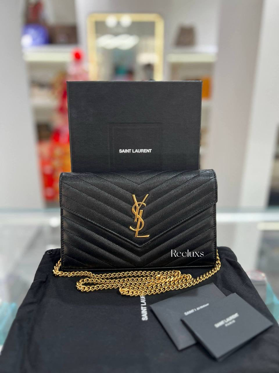 Saint Laurent Cassandre Envelope Chain Wallet