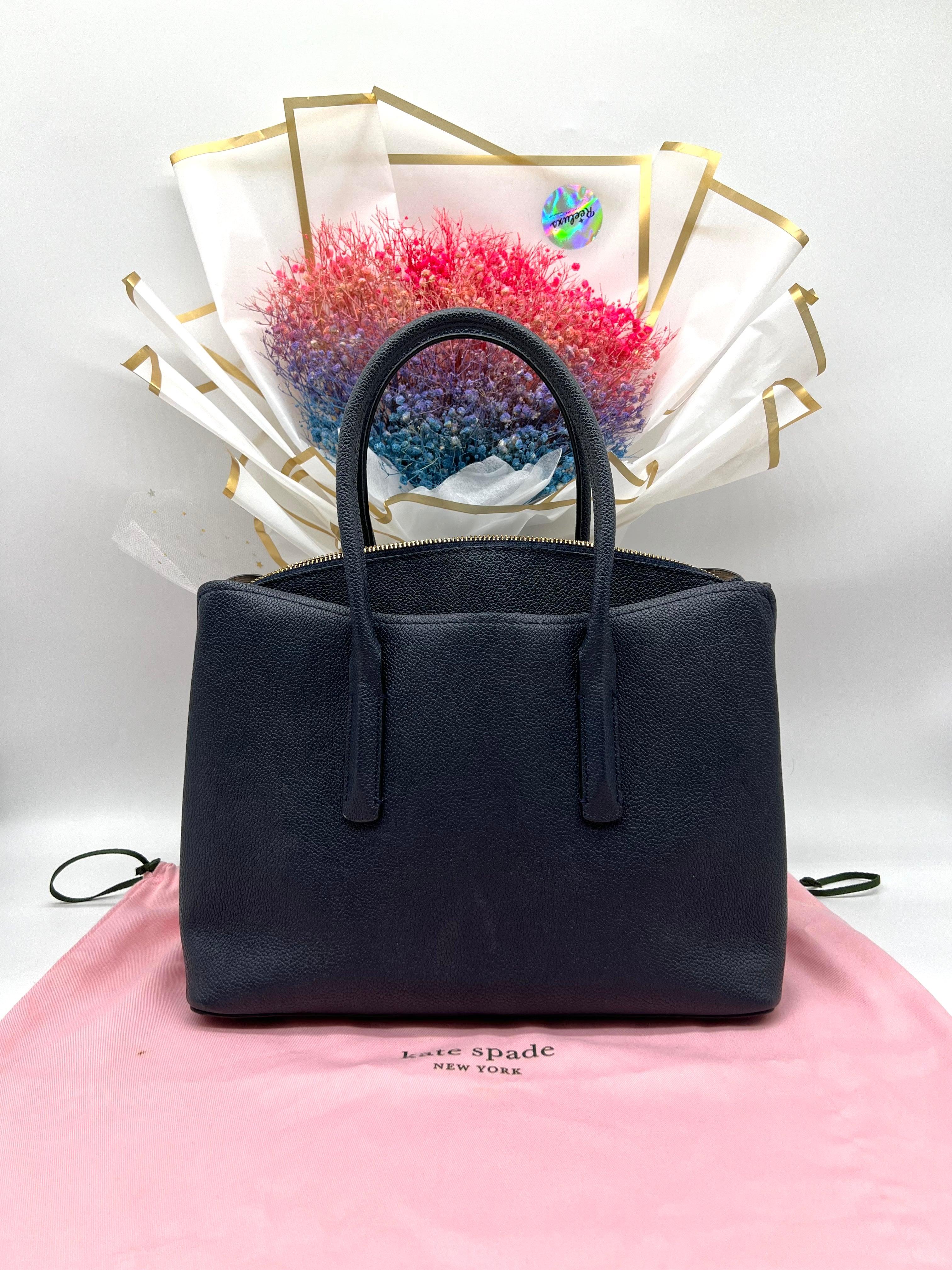 Kate Spade Blue Leather Margaux Satchel - Reeluxs 