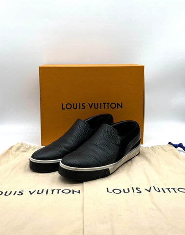 LOUIS VUITTON Black Epi Leather and Suede Twister Slip-on Sneakers - Reeluxs 