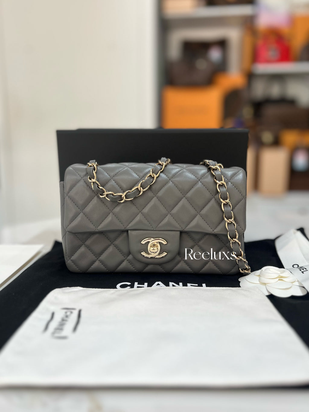 CHANEL Classic Mini Rectangular Single Flap Bag Full set