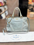 PRADA Vitello Shine Leather Two-Way Tote Handbag