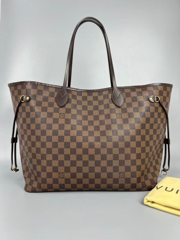 LOUIS VUITTON Large Damier Ebene Neverfull GM Tote Bag