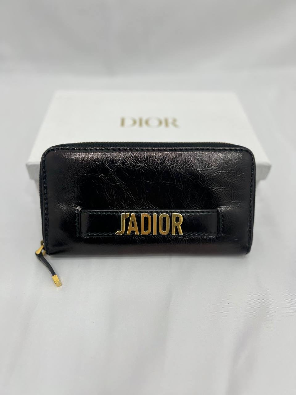 Small J’ADIOR Clutch in Black Crinkled Calfskin