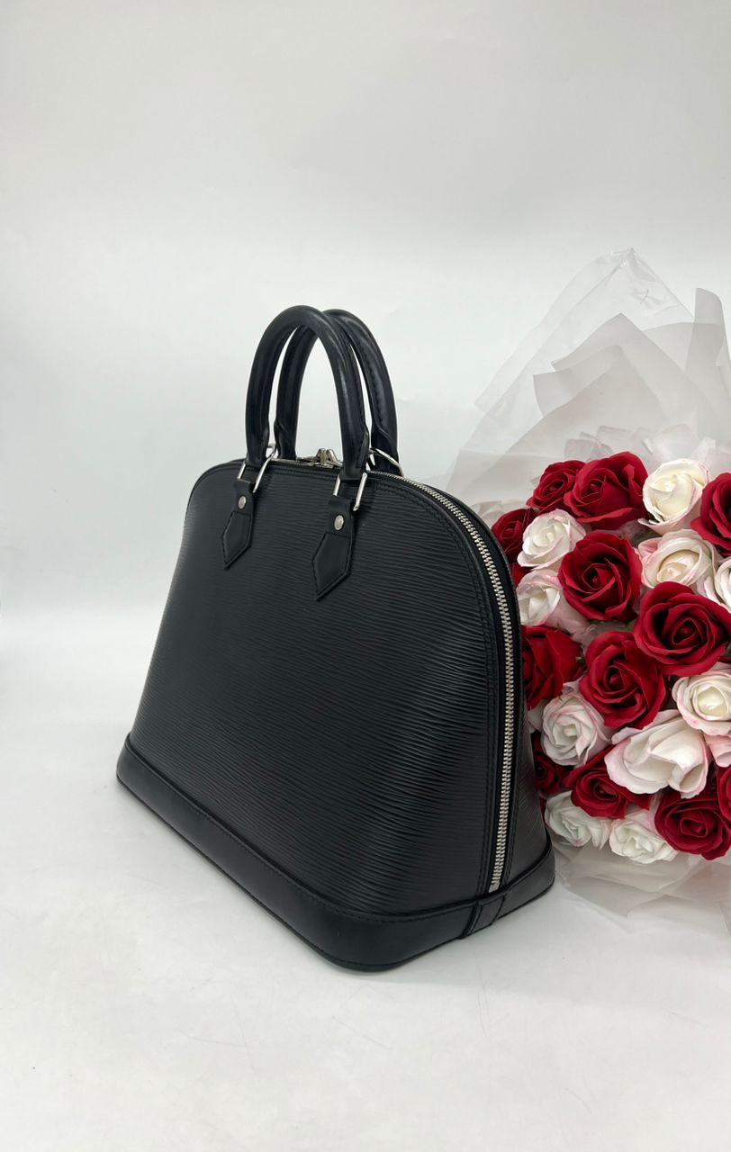 Louis Vuitton Alma MM Black Epi Leather Satchel Handbag - Reeluxs 