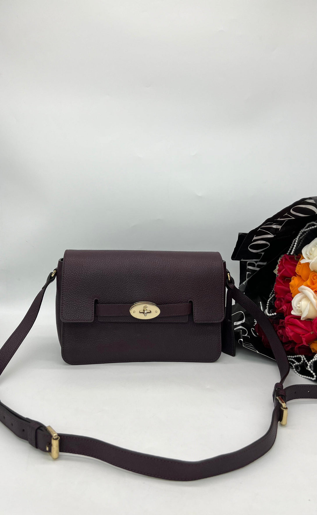 MULBERRY Bayswater Shoulder in Aubergine Grainy Calf Leather - Reeluxs 