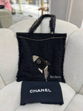 CHANEL Black Deauville Fabric Tote Bag