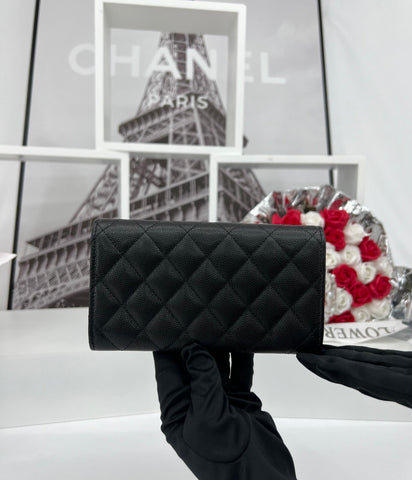 CHANEL As New Black Caviar Wallet For Lady- Full Set - Reeluxs 