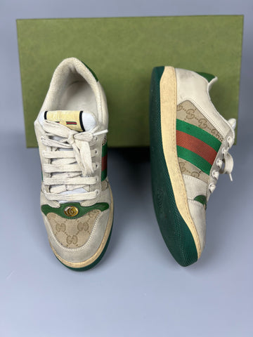 GUCCI  Beige and Green Men Sneaker Shoes For Unisex