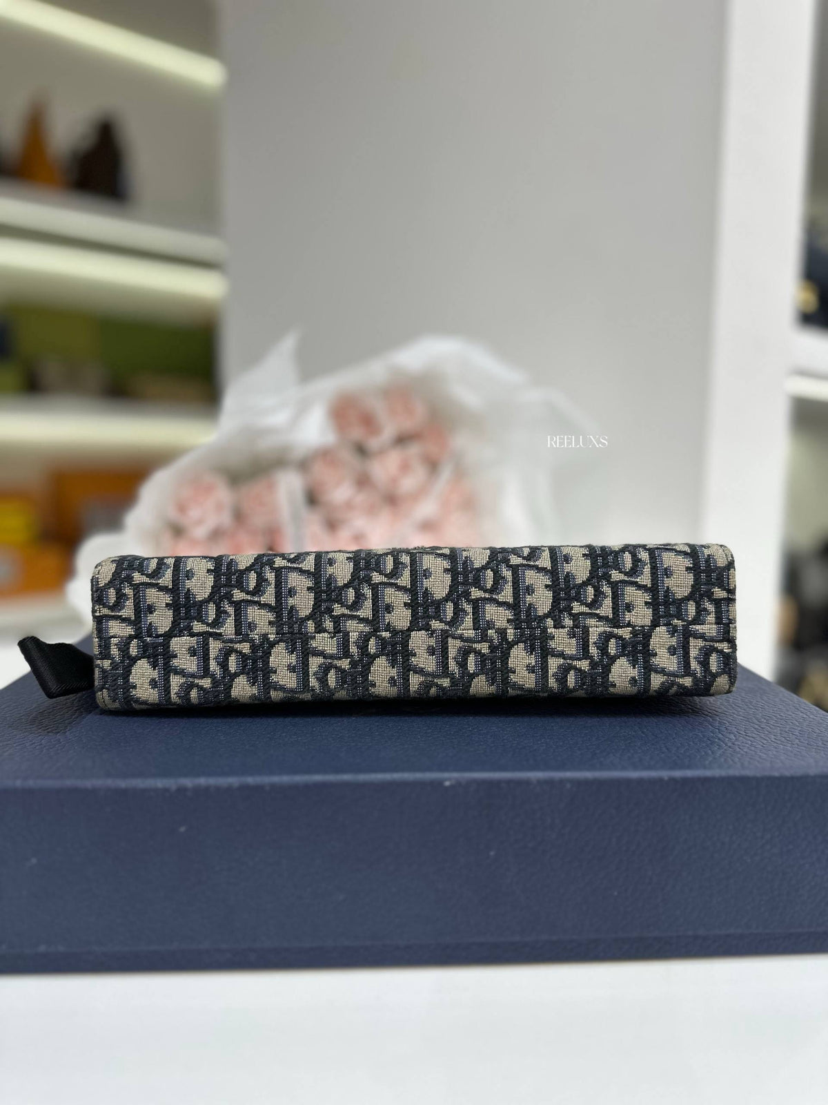 CHRISTIAN DIOR A5 Pouch in Beige and Black Dior Oblique Jacquard