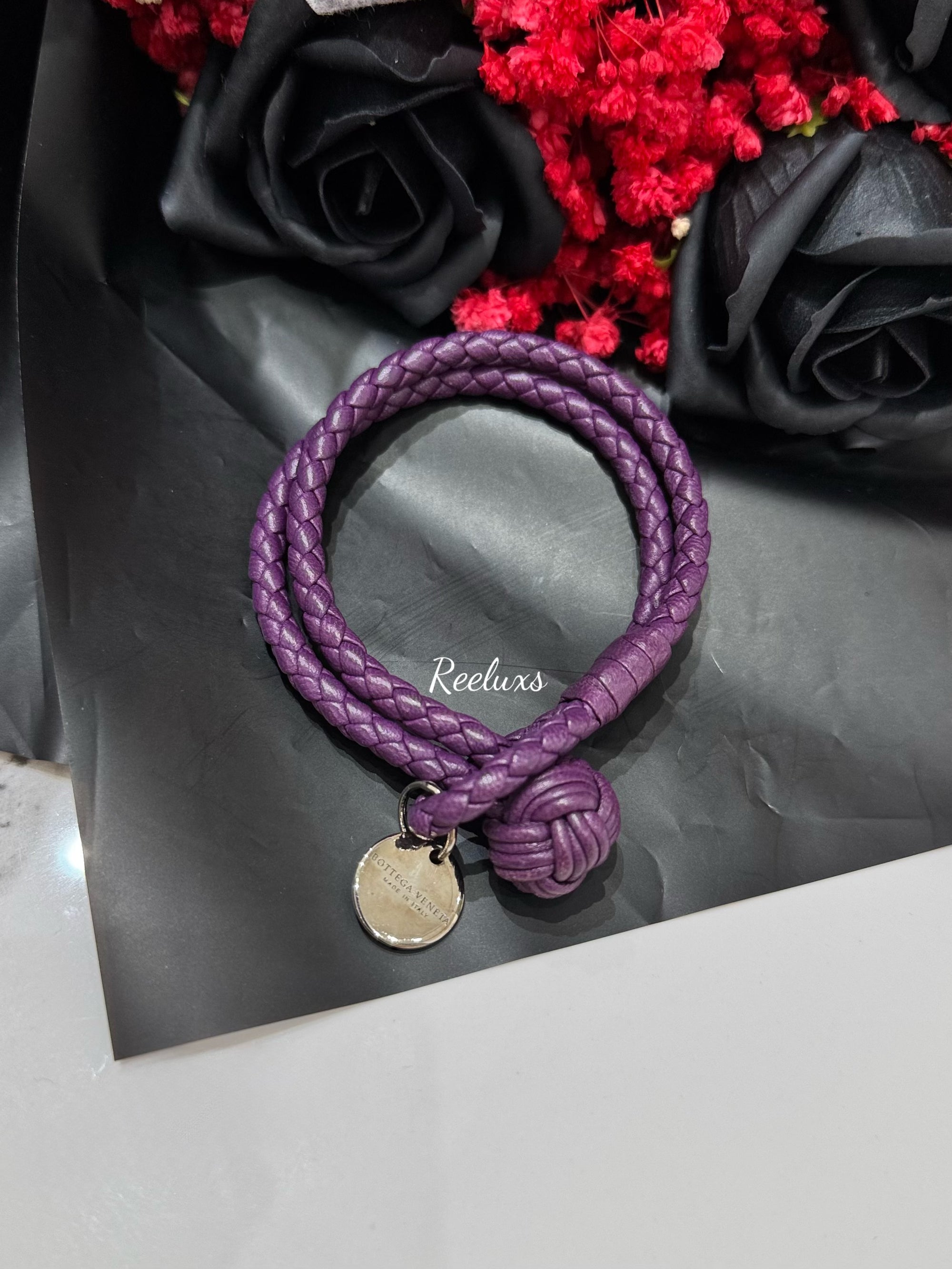 BOTTEGA   Veneta Intrecciato Bracelet Leather Purple