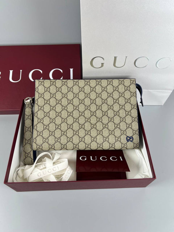 2024 Full Set As New GUCCI Pouch With GG Detail Men Clutch