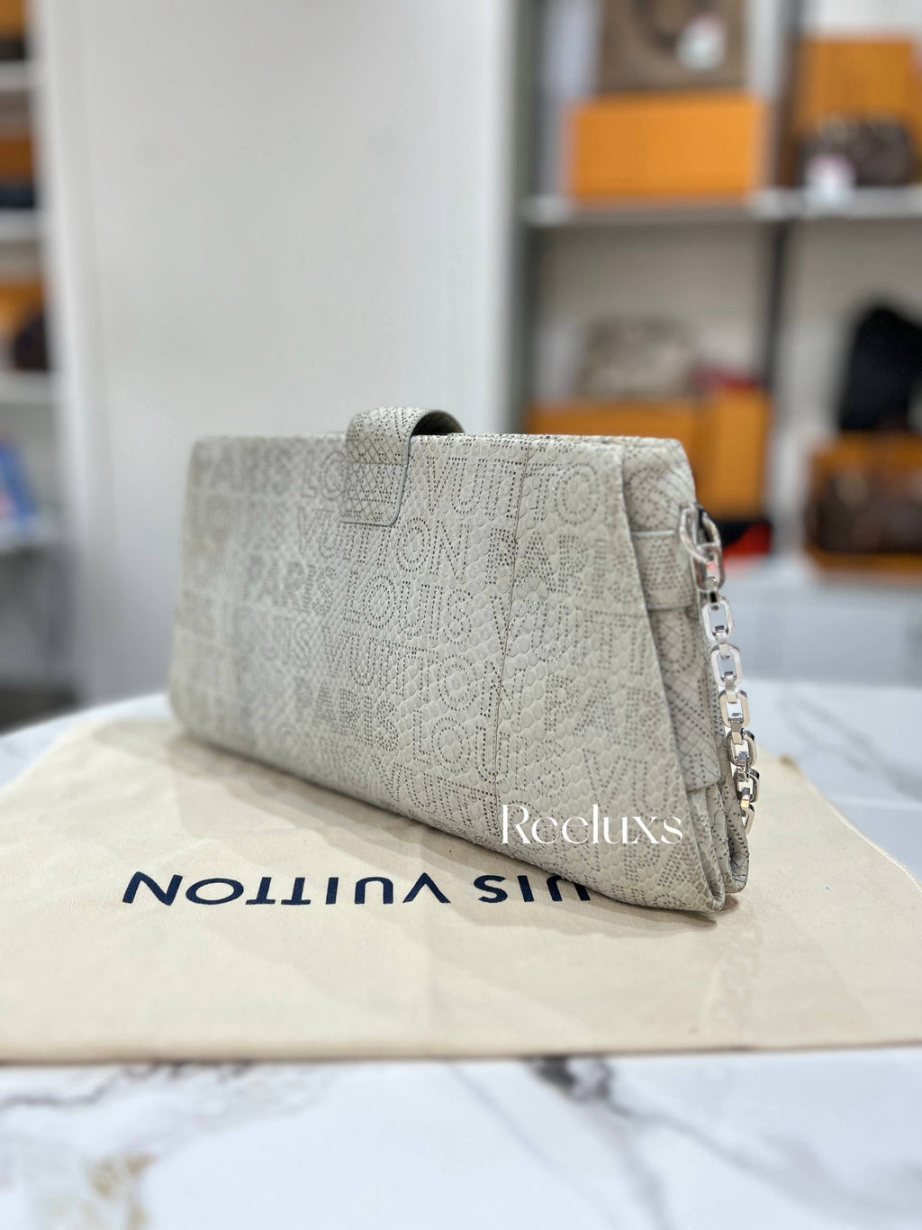 LOUIS VUITTON LV Limited Edition Python Perfore Lutece Shoulder Bag