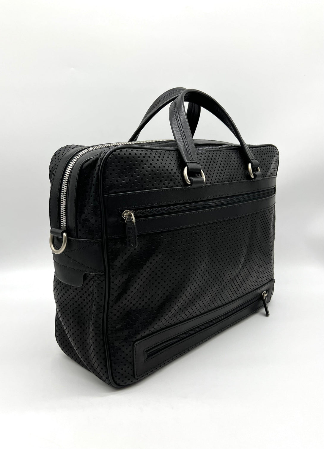 BALLY of Switzerland black leather briefcase bag w stripe - Reeluxs 