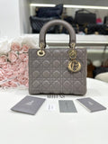 Medium Lady DIOR Bag in Grey Cannage Lambskin