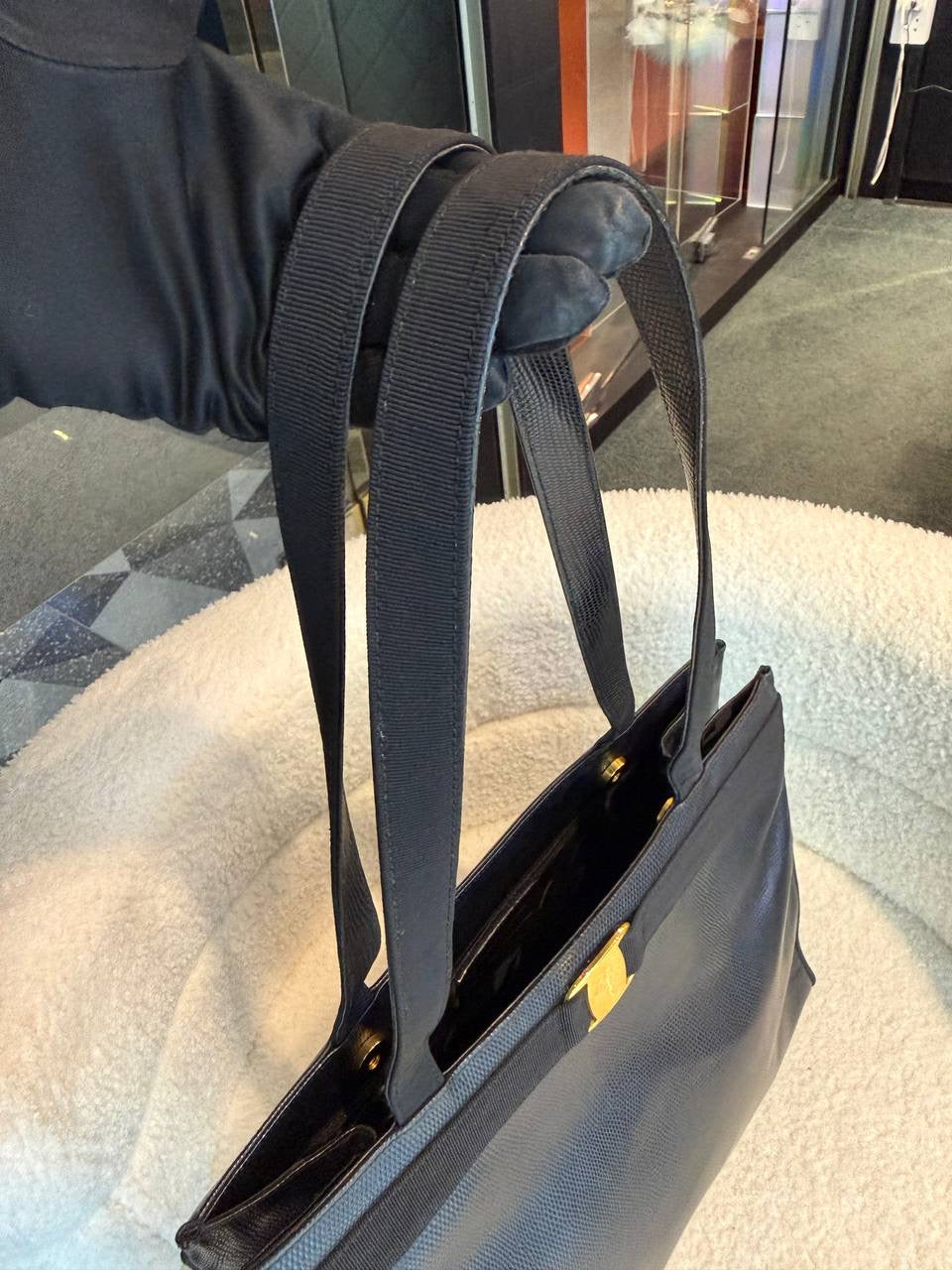 Salvatore Ferragamo Black Leather Vara Tote bag