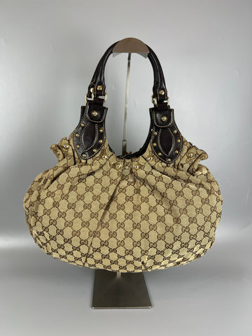 GUCCI GG Canvas Studded Pelam Medium Handbag