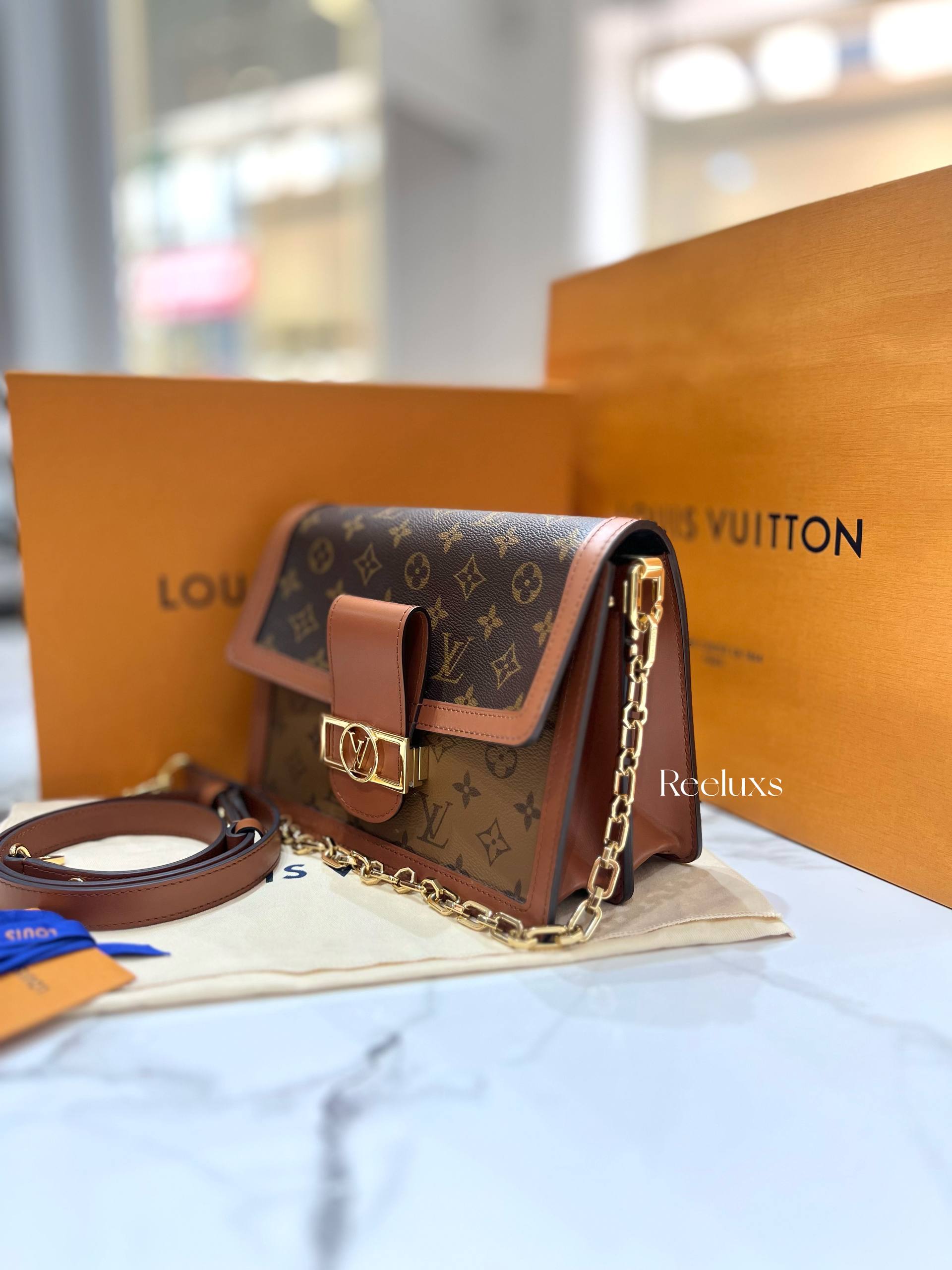 2024 Micrcochip NFC FULL SET LOUIS VUITTON LV Dauphine MM Other Monogram Canvas Shoulder Bag