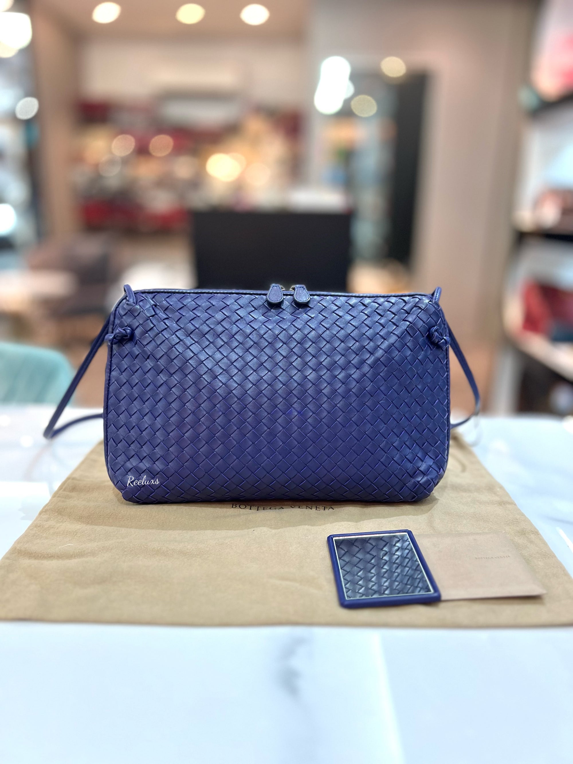 BOTTEGA VENETA Dark Purple Nodini intrecciato Shoulder Bag