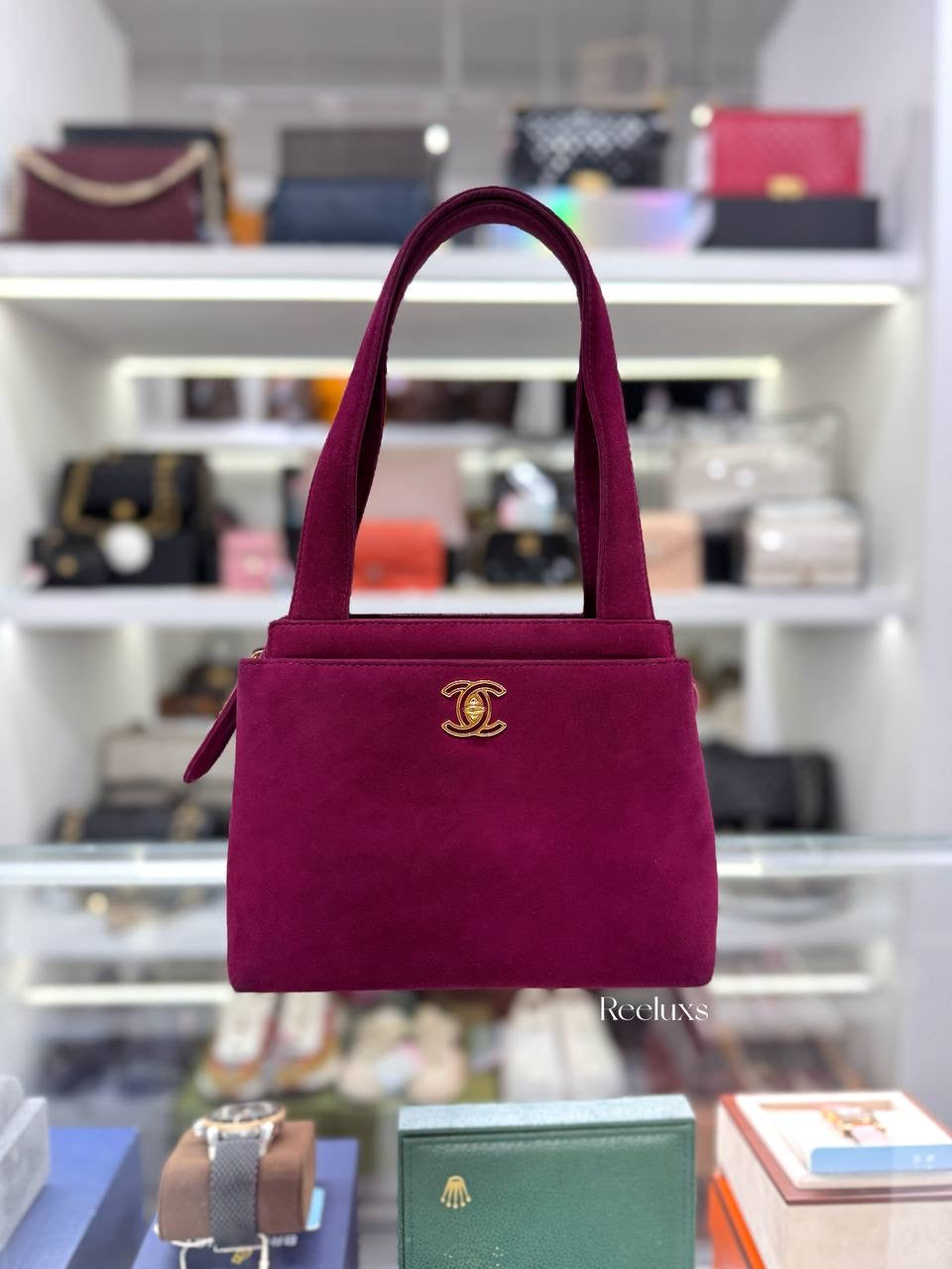 Vintage CHANEL Velvet Trapezoid Handbag