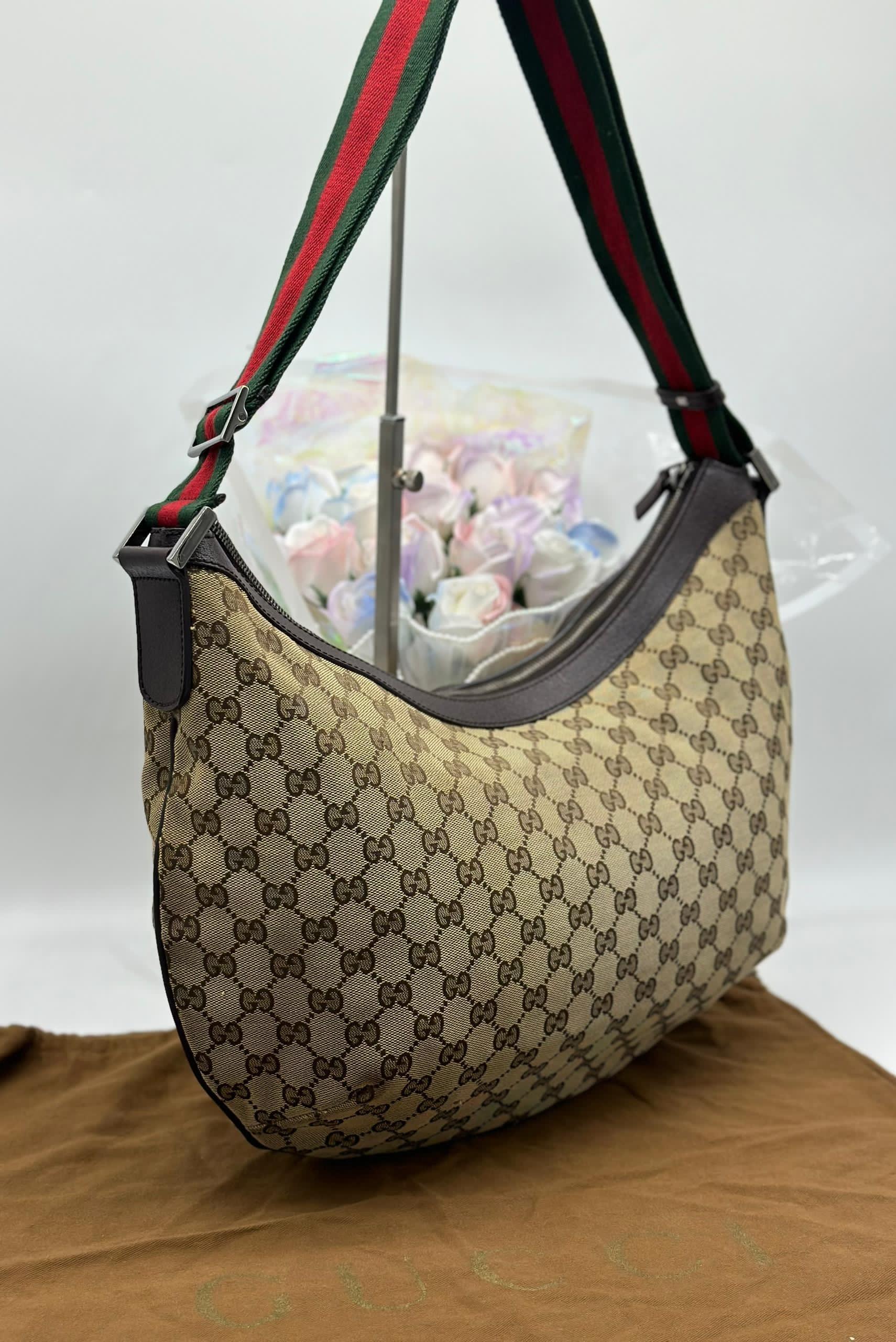 GUCCI GG Canvas Shoulder Bag Beige Brown - Reeluxs 