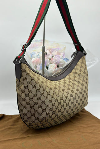 GUCCI GG Canvas Shoulder Bag Beige Brown - Reeluxs 