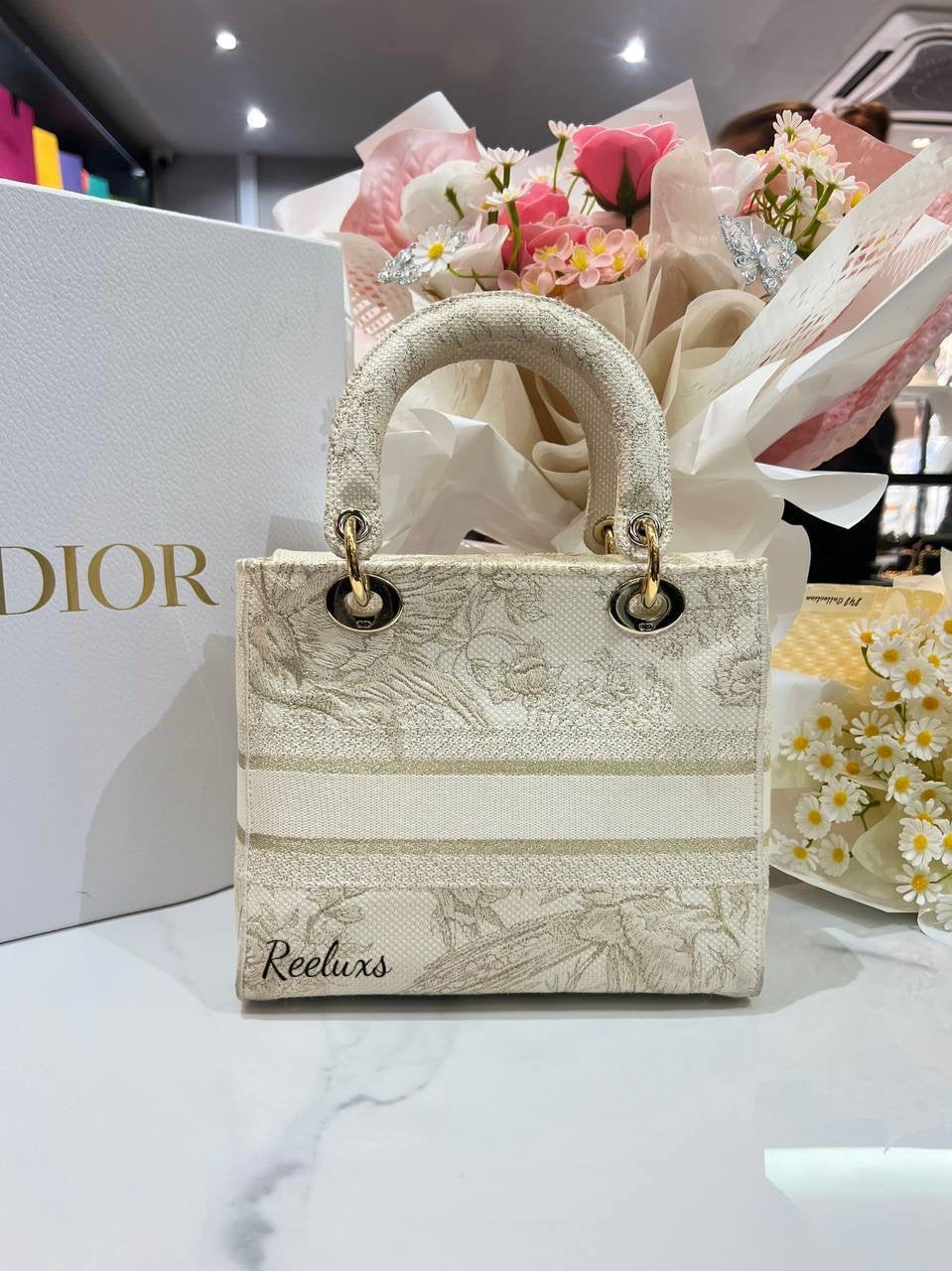 FULL SET CHRISTIAN DIOR Medium Lady D - Lite Hand Bag / Shoulder Bag ( 2-Way )