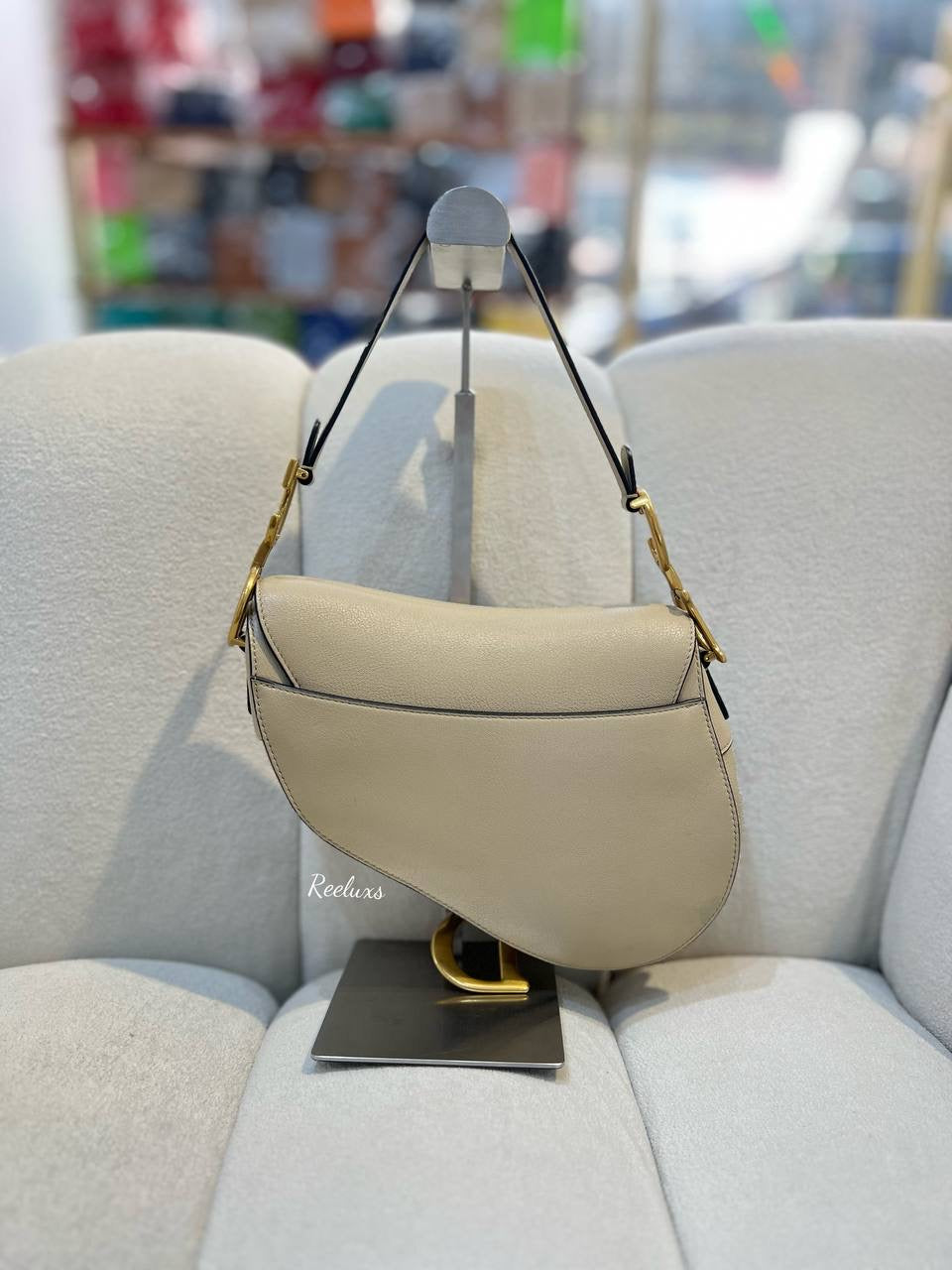 2022 FULLSET CHRISTIAN DIOR Medium Leather Saddle Shoulder Bag