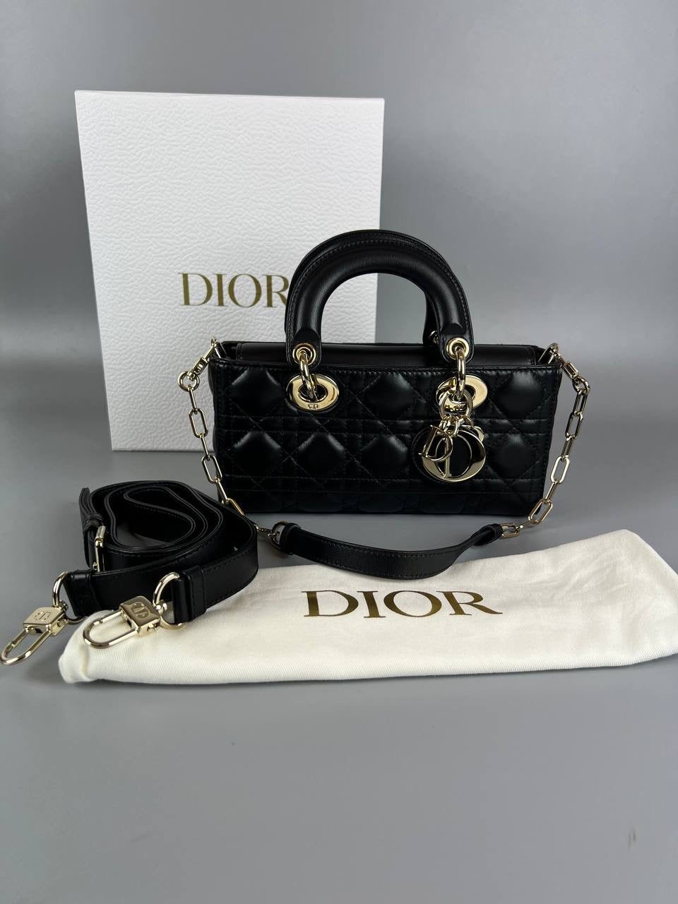 DIOR Small D-Joy Bag Black Cannage Lambskin  Handbag