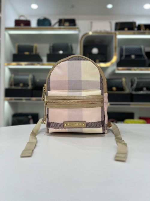 Burberry of Japan Exclusive Blue Label Crestbridge Check Canvas Backpack - NWOT Burberry Blue/White Check Nylon Knight Roll Backpack Bag  main image 2
