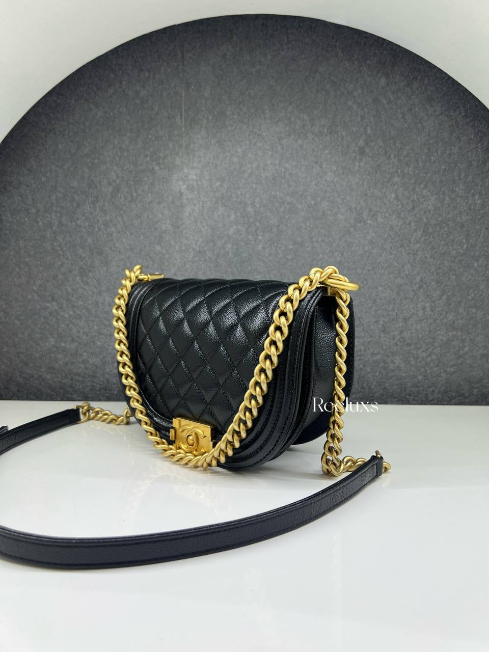 CHANEL Boy Halfmoon Shoulder Bag