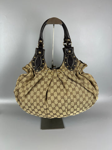 GUCCI GG Canvas Studded Pelam Medium Handbag